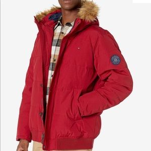Tommy Hilfiger Unisex Arctic Cloth Quilted Snorkel Bomber Jacket removable fur